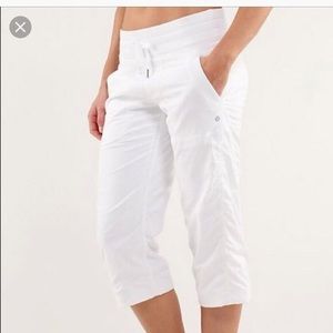 Lululemon White Lined Studio Crops Size 8
